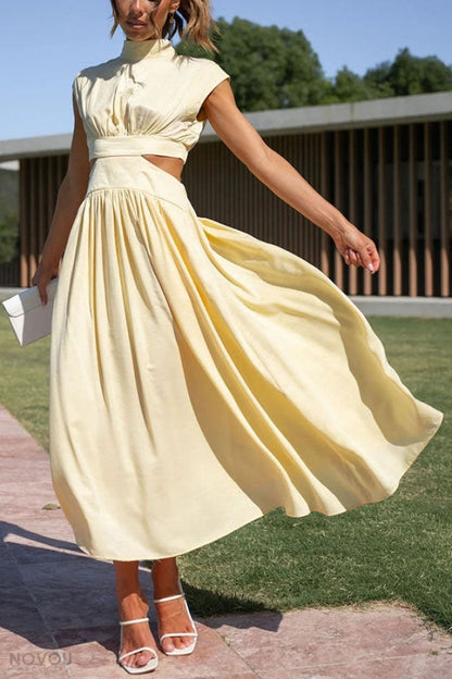 Fashionable Mini Summer Dress with Cut-Outs at the Waist for a Unique Personal Style