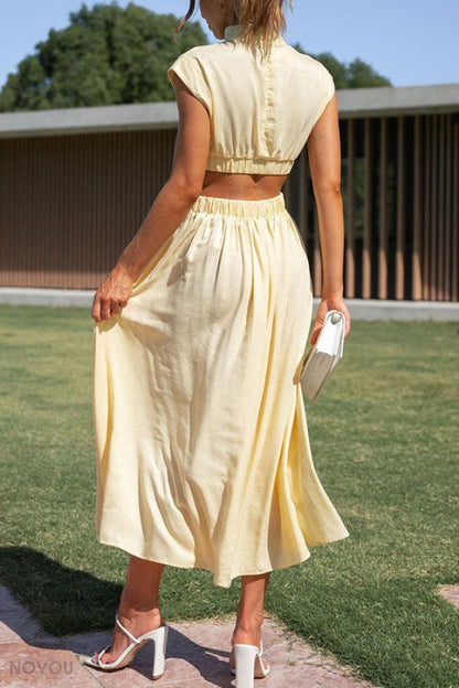 Fashionable Mini Summer Dress with Cut-Outs at the Waist for a Unique Personal Style