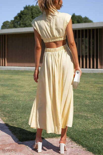 Fashionable Mini Summer Dress with Cut-Outs at the Waist for a Unique Personal Style