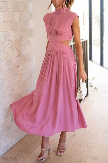 Fashionable Mini Summer Dress with Cut-Outs at the Waist for a Unique Personal Style