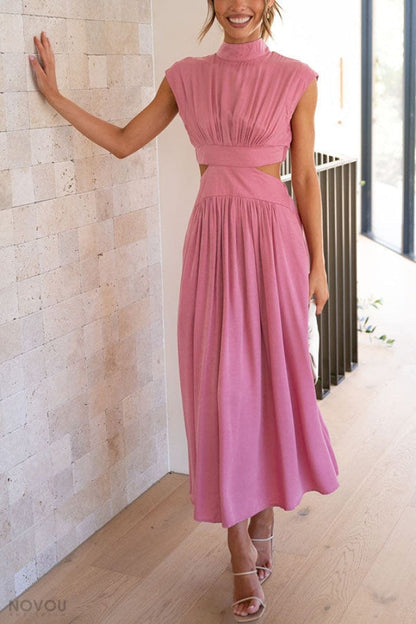 Fashionable Mini Summer Dress with Cut-Outs at the Waist for a Unique Personal Style