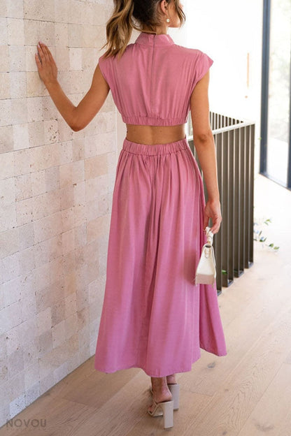 Fashionable Mini Summer Dress with Cut-Outs at the Waist for a Unique Personal Style