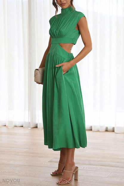 Fashionable Mini Summer Dress with Cut-Outs at the Waist for a Unique Personal Style