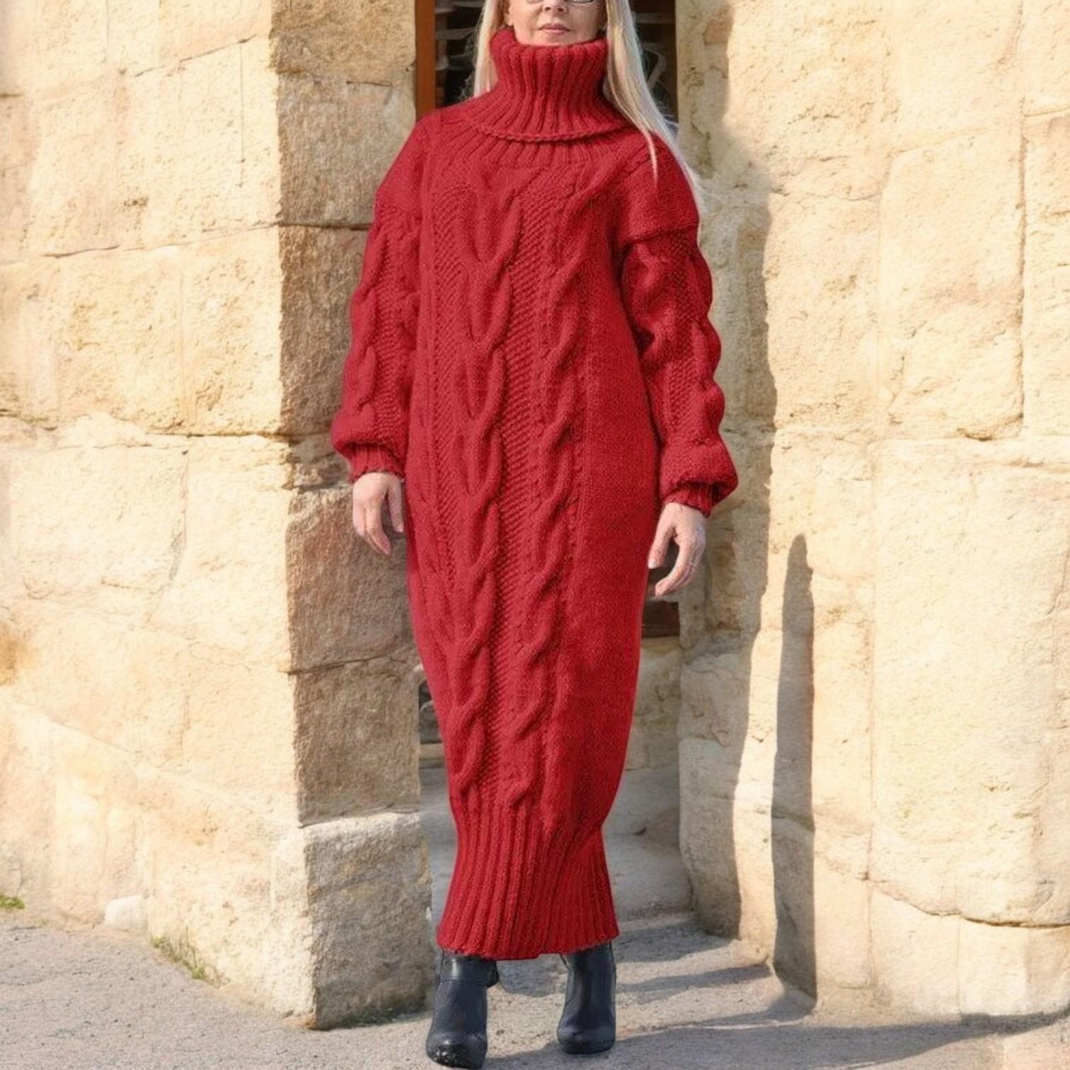 Fashionable and Comfortable Sweater Dress with Thick Texture for Warm and Elegant Winter