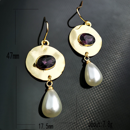 Sharia – Purple Zirconia Pearl Earrings in Elegant Vintage Style