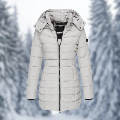 Women's mid-length waterproof winter coat with elegant curved lines - the perfect combination of warmth and style