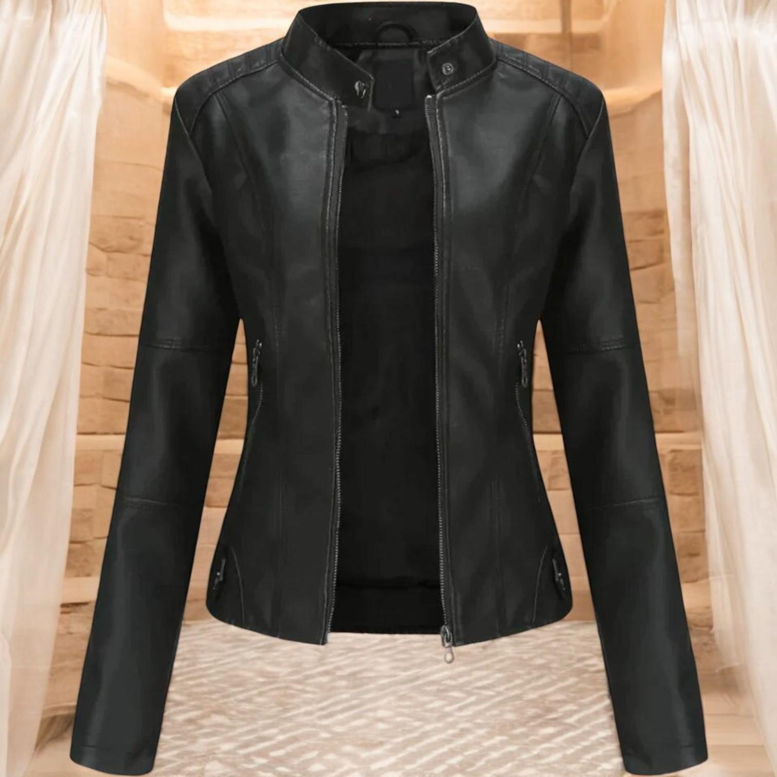 Sarah | Stylish Genuine Leather Biker Jacket for Women - Light and Elegant