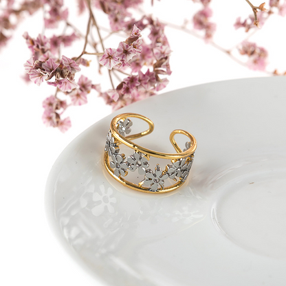 Sunflower ring with hollow design and unique Indian style