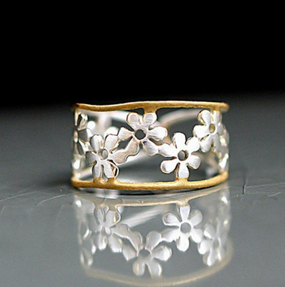 Sunflower ring with hollow design and unique Indian style