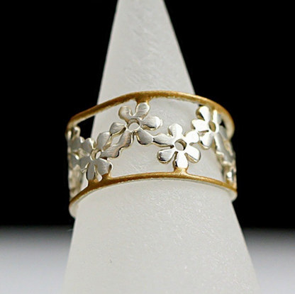 Sunflower ring with hollow design and unique Indian style