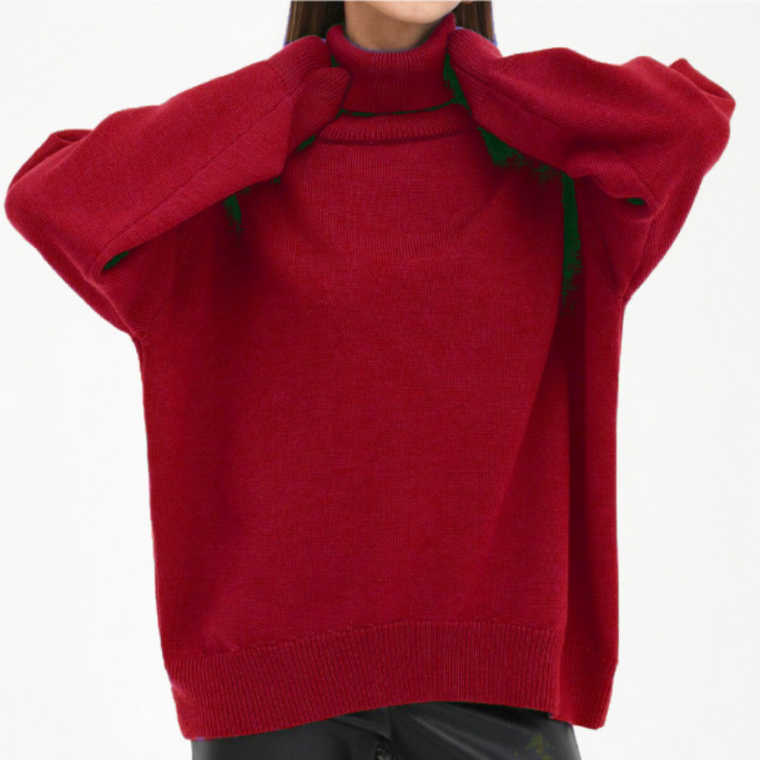 Women's Fashionable Sweater with High Collar for Modern Elegance