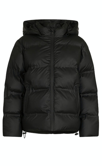 Katerina | Elegant Black Feather Coat with Hood for Stunning Style