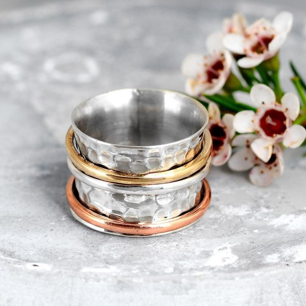 Denis – Elegant Ring in Rose Gold and Antique Silver with Stunning Turquoise Stones