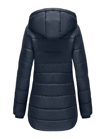 Women's mid-length waterproof winter coat with elegant curved lines - the perfect combination of warmth and style