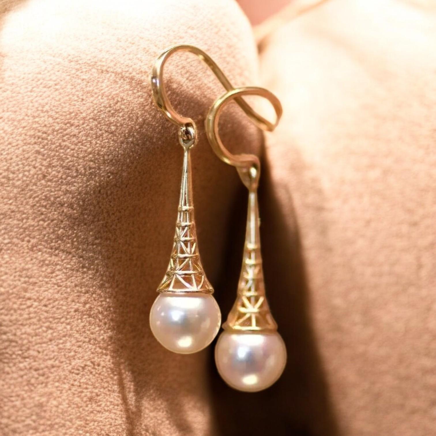 Gemma - Elegant Vintage Gold Pearl Earrings
