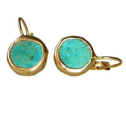 Carolina Earrings in Vintage Fashion with Gold Turquoise Touch
