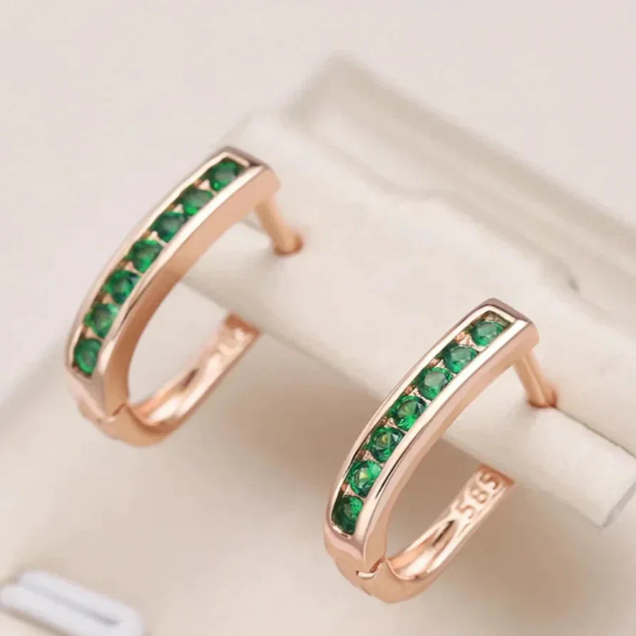 Elegant Green Crystal Earrings Designed by Ezra