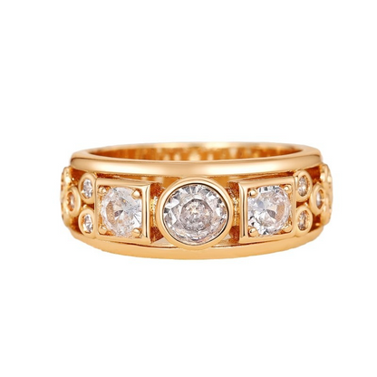 Gayela - Zirconia Ring in Gold and Vintage Scorlet Mix
