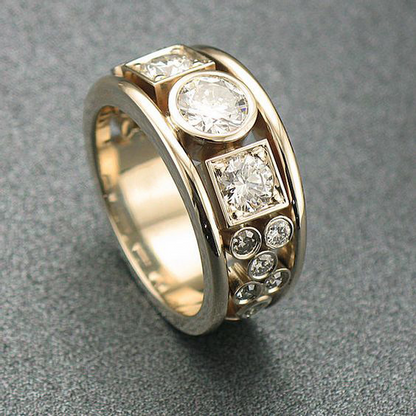 Gayela - Zirconia Ring in Gold and Vintage Scorlet Mix