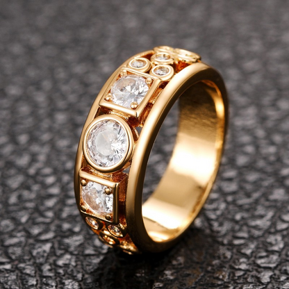 Gayela - Zirconia Ring in Gold and Vintage Scorlet Mix