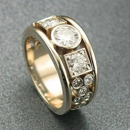 Gayela - Zirconia Ring in Gold and Vintage Scorlet Mix