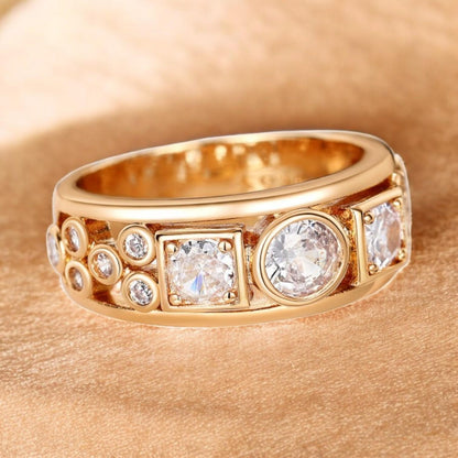 Gayela - Zirconia Ring in Gold and Vintage Scorlet Mix