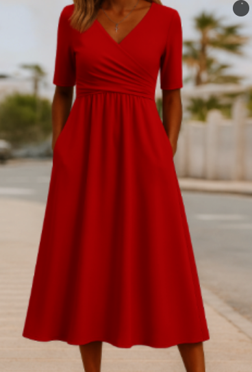 Elegant crossing midi dress with jasmine accents for fashionable women