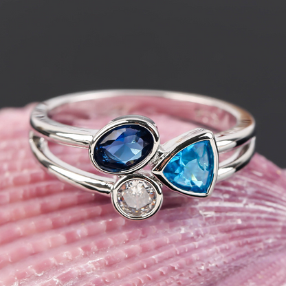 Cassi - Blue Crystal Ring in Stunning Vintage Design