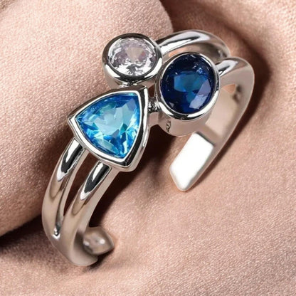 Cassi - Blue Crystal Ring in Stunning Vintage Design