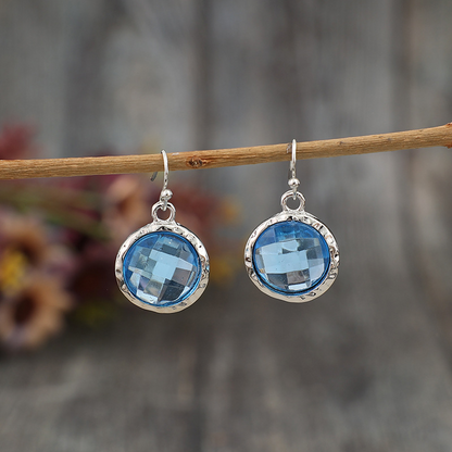 Kinsley Vintage Style Blue Crystal Pendant Earrings