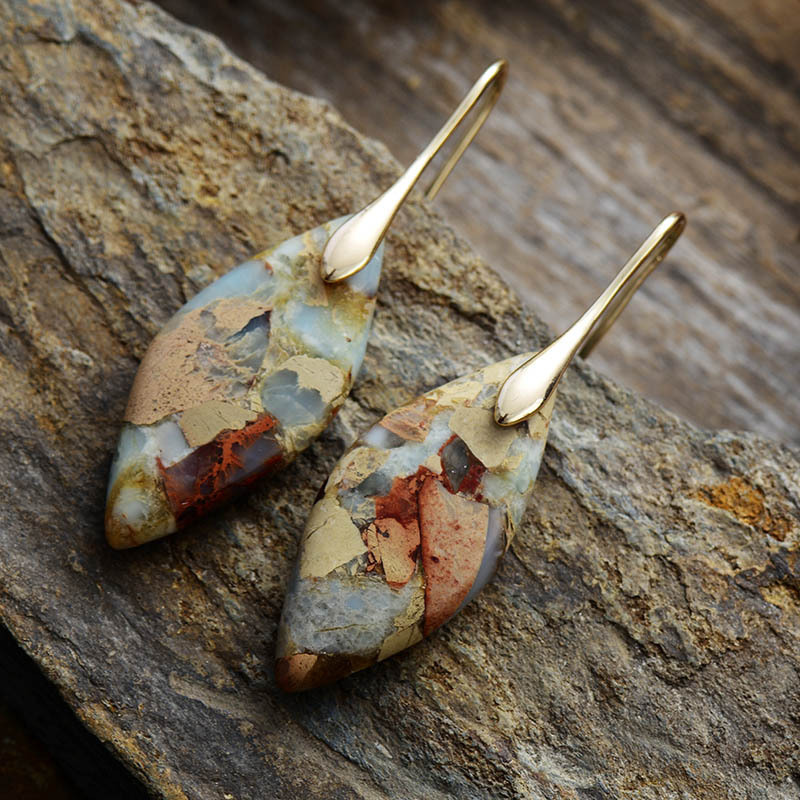 Lilit – Natural Obsidian Stone Earrings with Unique Vintage Design