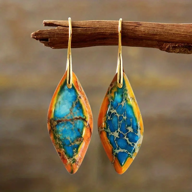 Lilit – Natural Obsidian Stone Earrings with Unique Vintage Design
