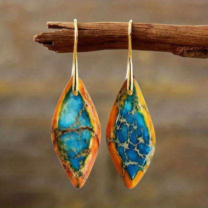 Lilit – Natural Obsidian Stone Earrings with Unique Vintage Design