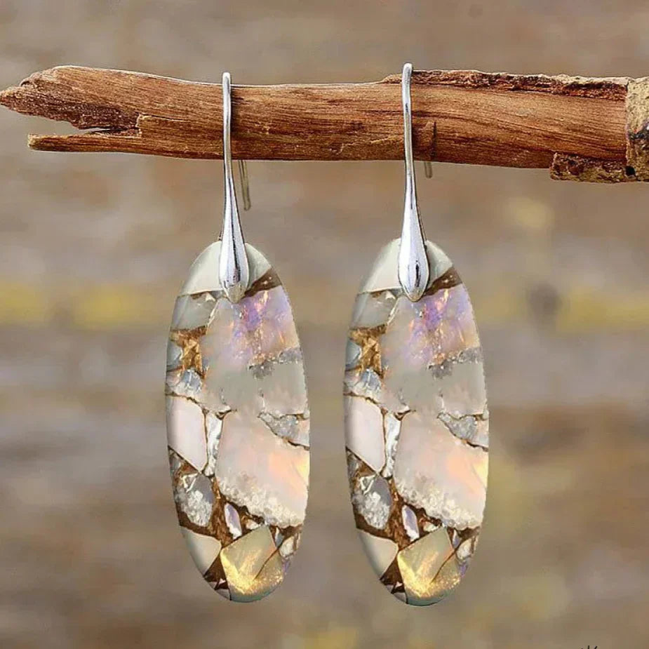 Lilit – Natural Obsidian Stone Earrings with Unique Vintage Design