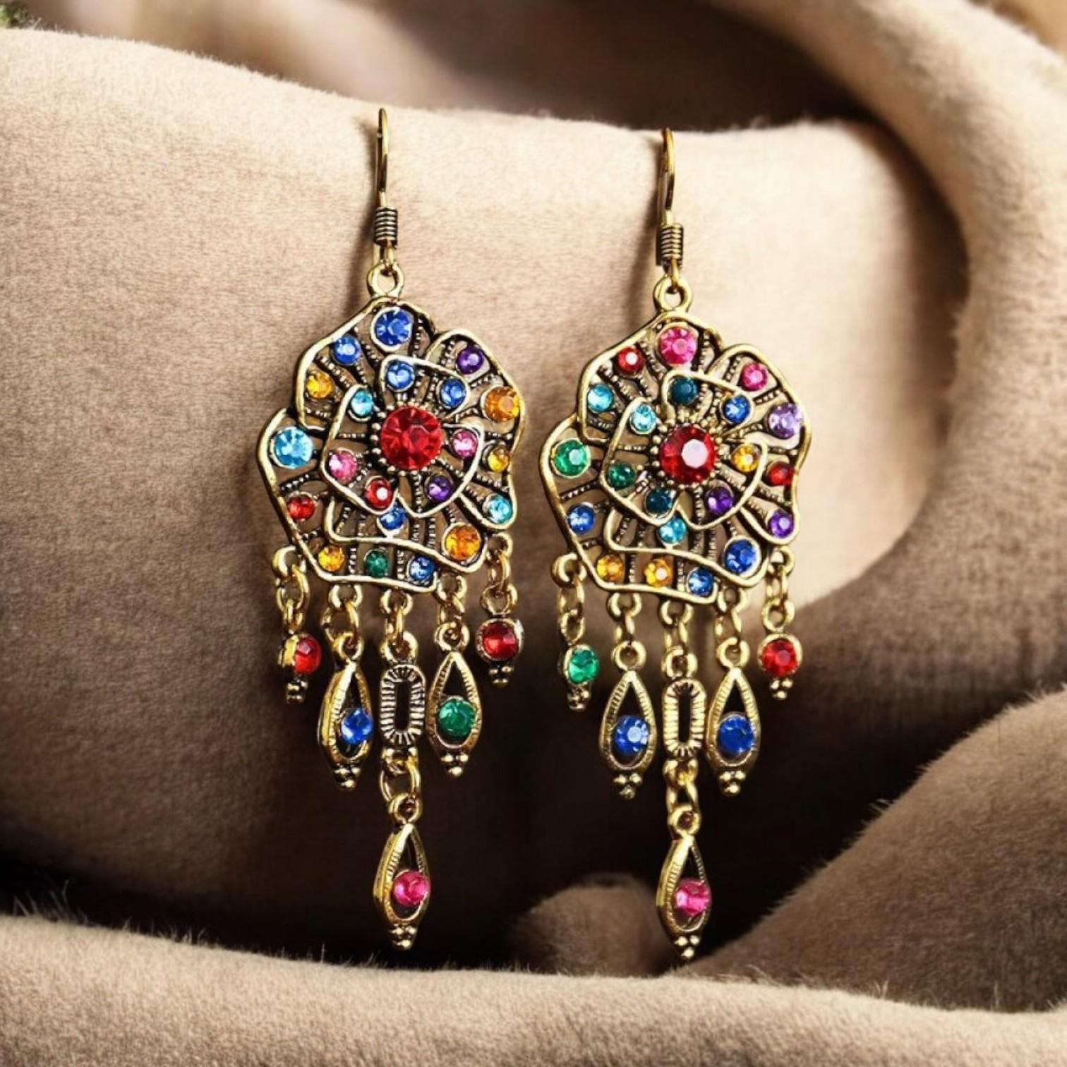 Masi – Colorful Mandala Earrings in Stunning and Unique Vintage Style