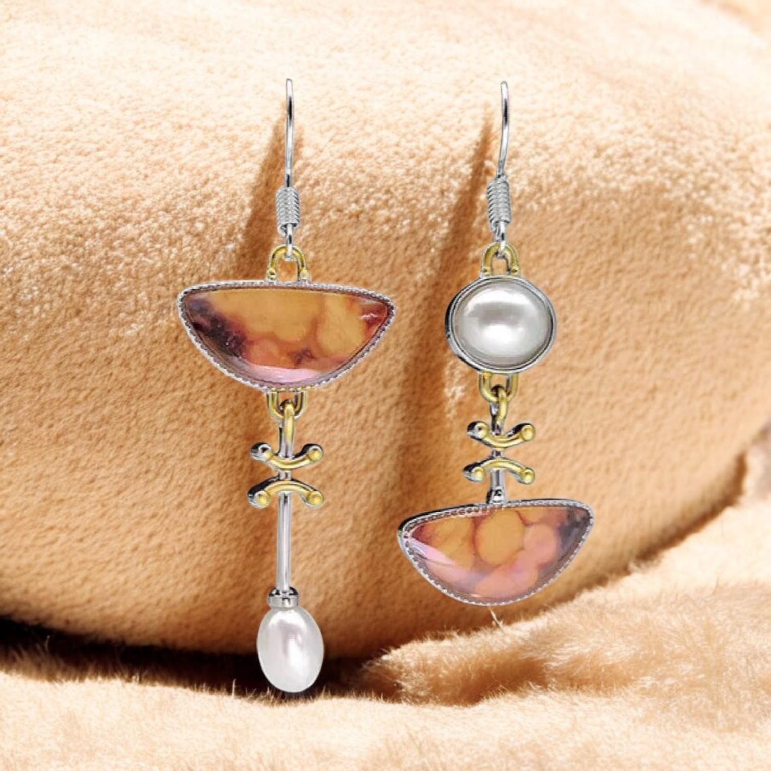 Macy - Vintage Style Earrings with Natural Orange Stone for Trendy and Unique Appeal