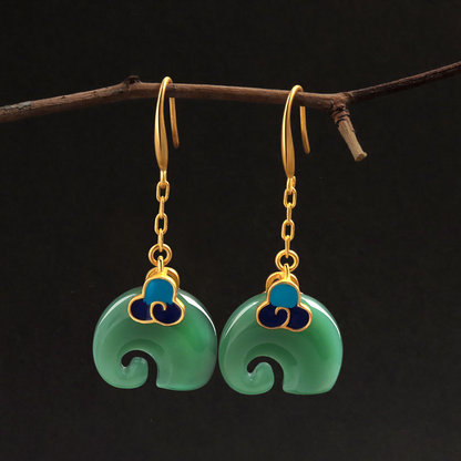 Mayray – Historic Elephant Earrings in Stunning Green