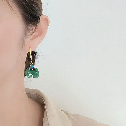 Mayray – Historic Elephant Earrings in Stunning Green