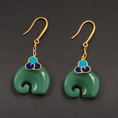 Mayray – Historic Elephant Earrings in Stunning Green