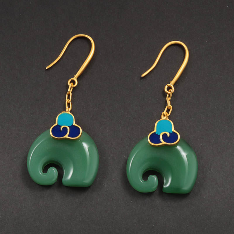 Mayray – Historic Elephant Earrings in Stunning Green