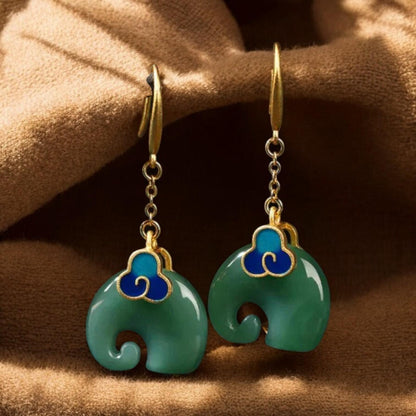 Mayray – Historic Elephant Earrings in Stunning Green