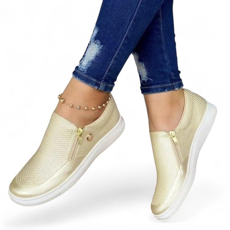 Comfortable orthopedic leather shoes in beige for everyday use