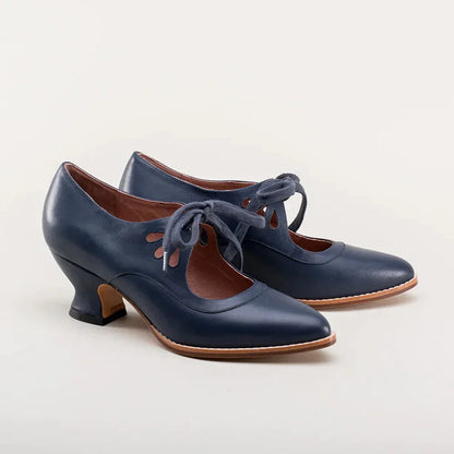 Elegant orthopedic leather shoes with high heel and original design