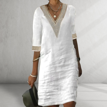 Novira | Women's Summer Dress Light Lift Made of Cotton and Linen Fabric for a Comfortable and Warm Time