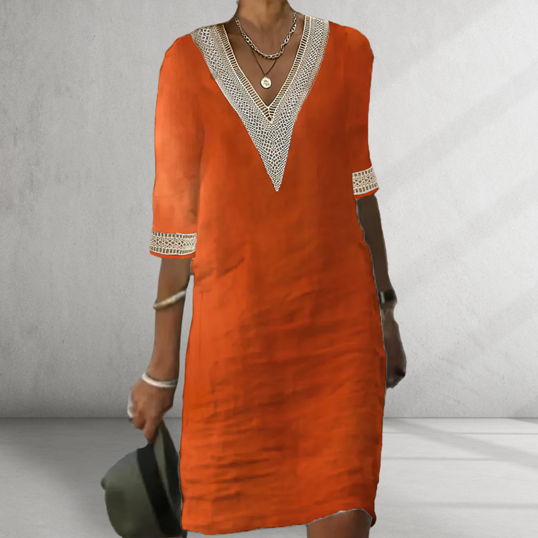 Novira | Women's Summer Dress Light Lift Made of Cotton and Linen Fabric for a Comfortable and Warm Time