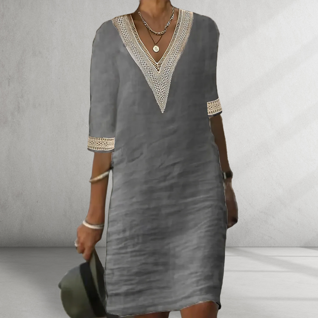 Novira | Women's Summer Dress Light Lift Made of Cotton and Linen Fabric for a Comfortable and Warm Time