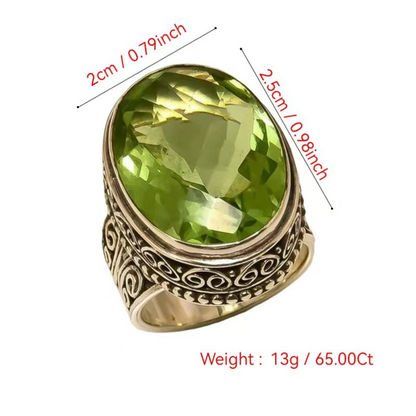Pandora – Unique Vintage Style Olive Crystal Ring