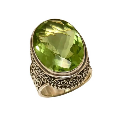 Pandora – Unique Vintage Style Olive Crystal Ring