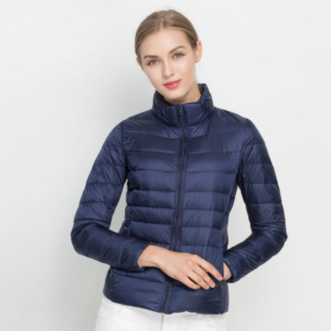 Women's Feather Jacket with Long Sleeve - Elegant Style and Perfect Comfort