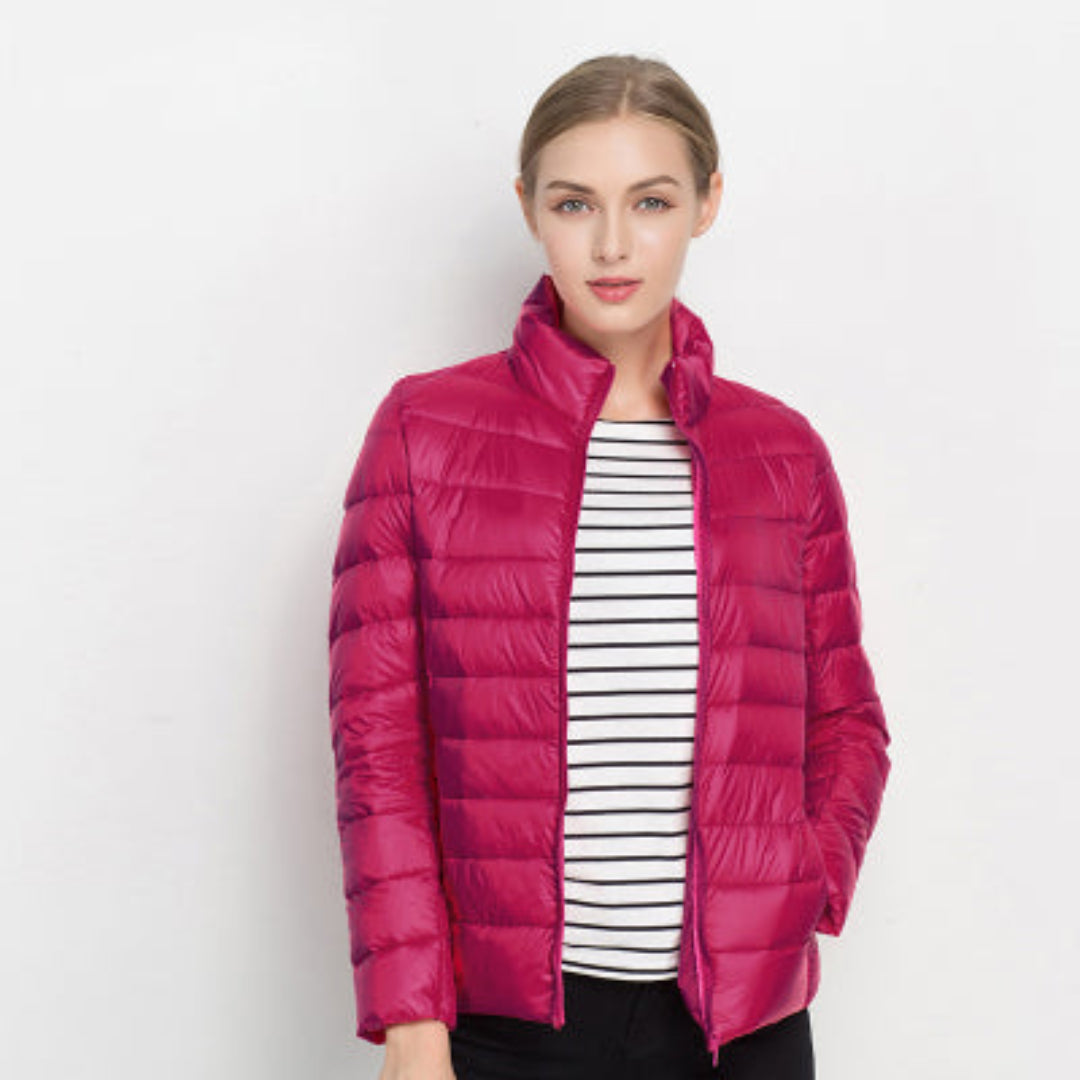 Women's Feather Jacket with Long Sleeve - Elegant Style and Perfect Comfort